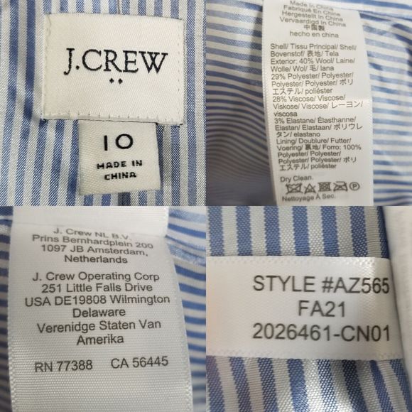 J. Crew Factory Navy Wool-Blend Gold Buttons Academia Career Blazer Sz 10 AZ565 - Picture 14 of 15